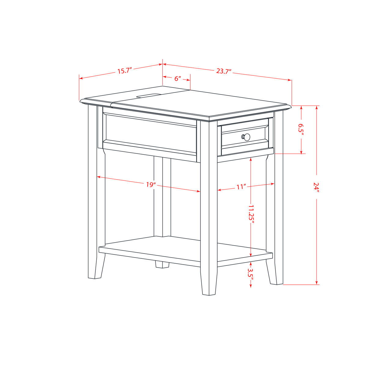 Red Barrel Studio® Katon 24'' Tall Solid Wood End Table with Storage
